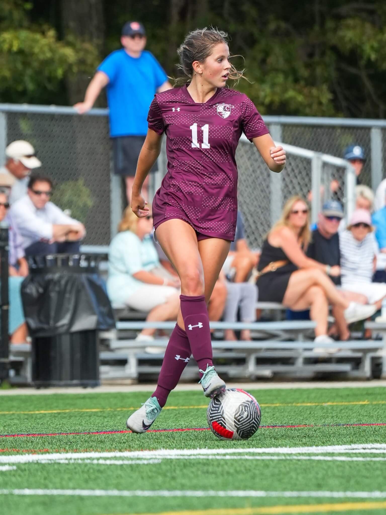 Emmy O'Donnell led all scorers with three goals as Acton-Carlisle High School rolled to an 8-1 win over Walpole in the Patriots’ season opener on September 5. Photo by Aidan Moroney