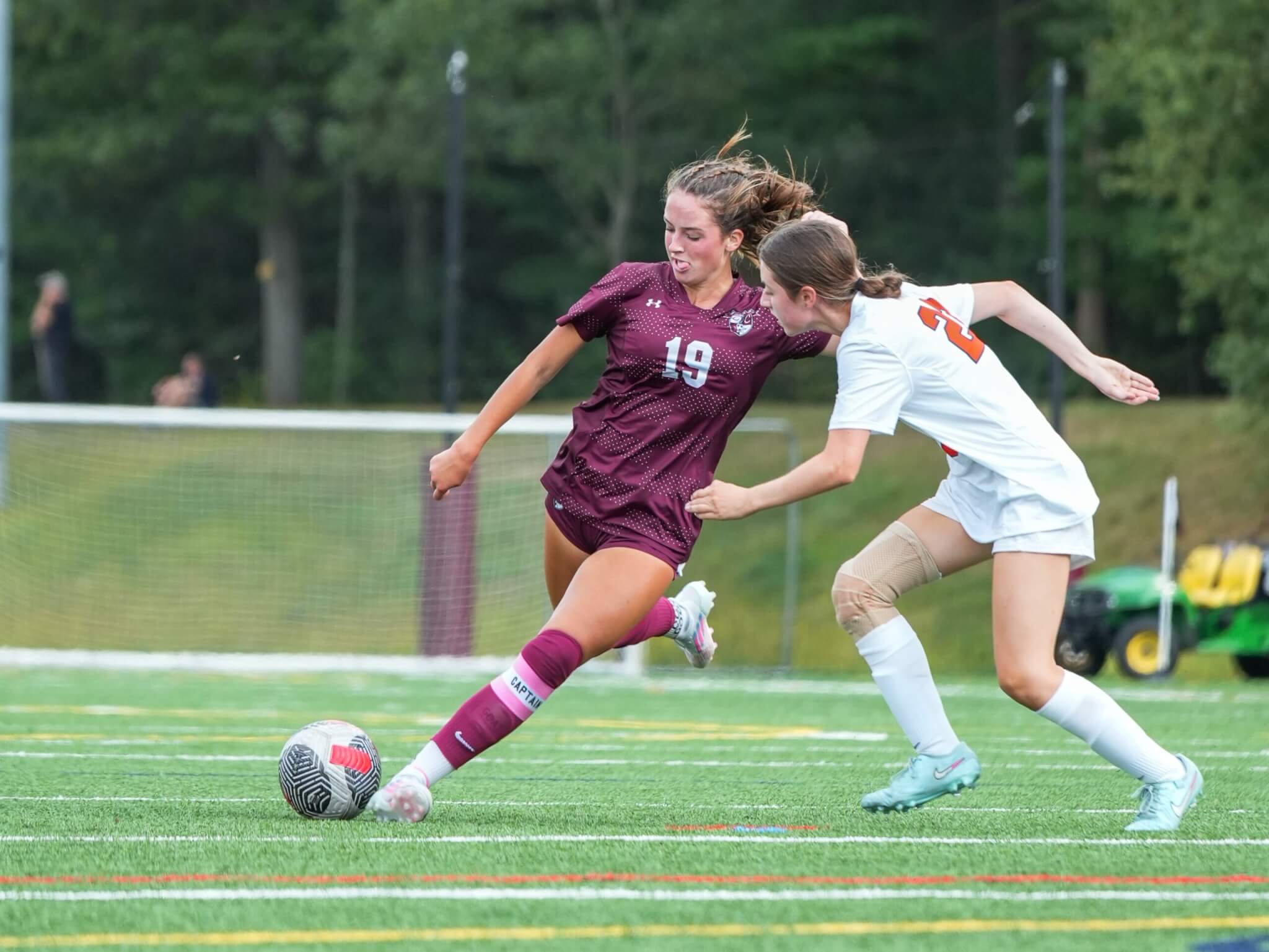 Gabby Monagle-Flemming launches the ball upfield in Acton-Carlisle High School’s 8-1 season-opening win over Walpole on September 5. Photo by Aidan Morone