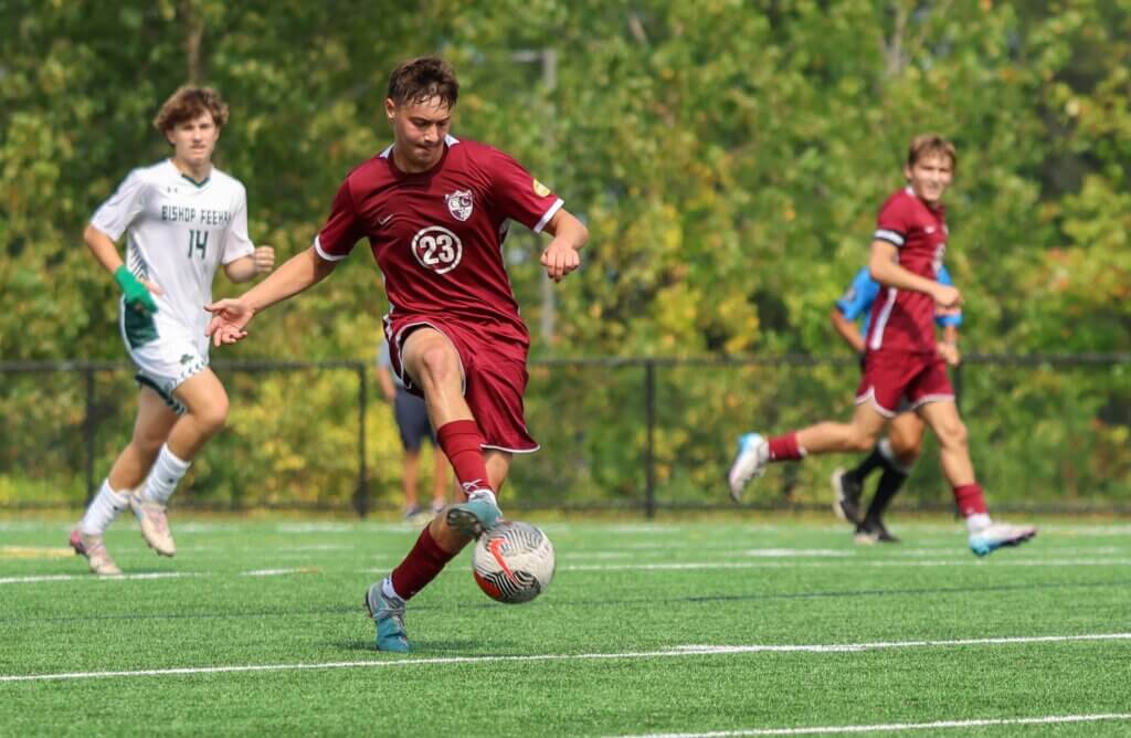 Ben Goorno controls the ball and heads upfield. Photo by Rebecca Woodward