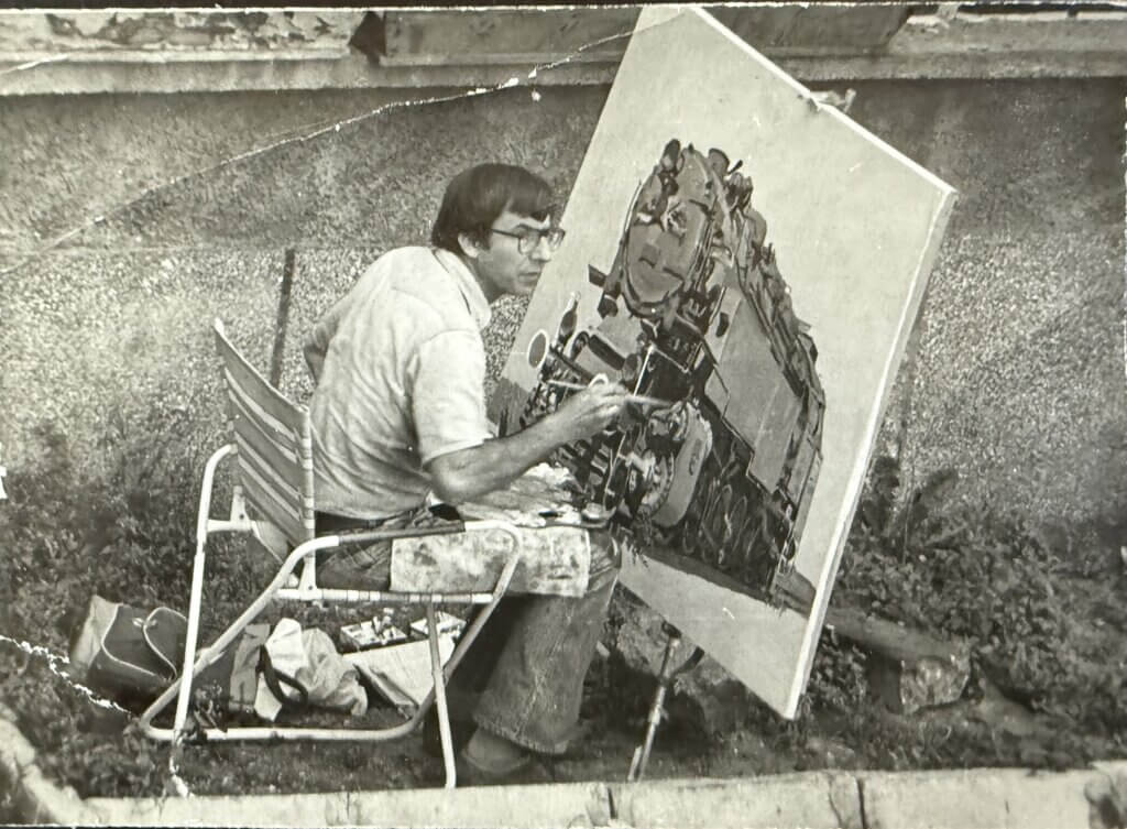 George Nick painted a train engine en plein air, in 1975. Courtesy photo
