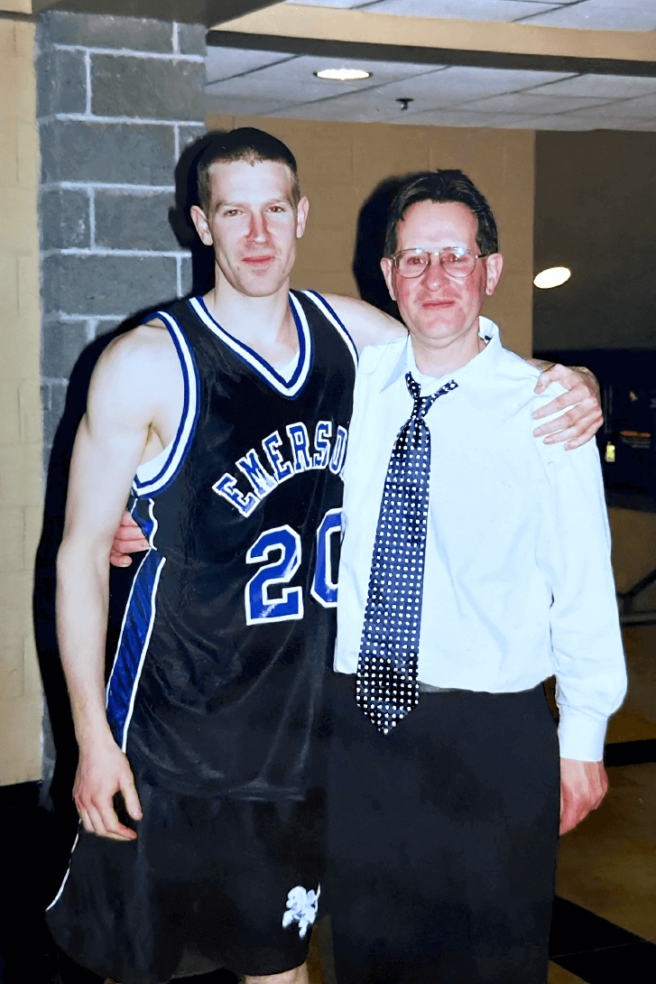 Sam Presti with his Emerson College coach, Hank Smith. Courtesy photo
