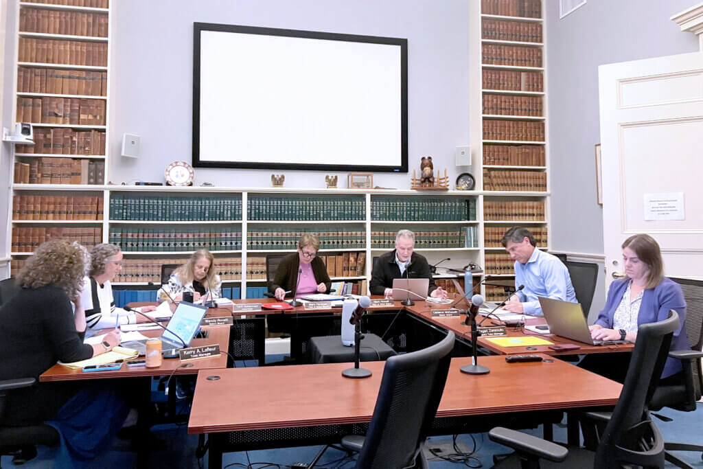 Select Board members discuss the new Land Use Working Group on May 19. Photo: Dakota Antelman/The Acton Bridge