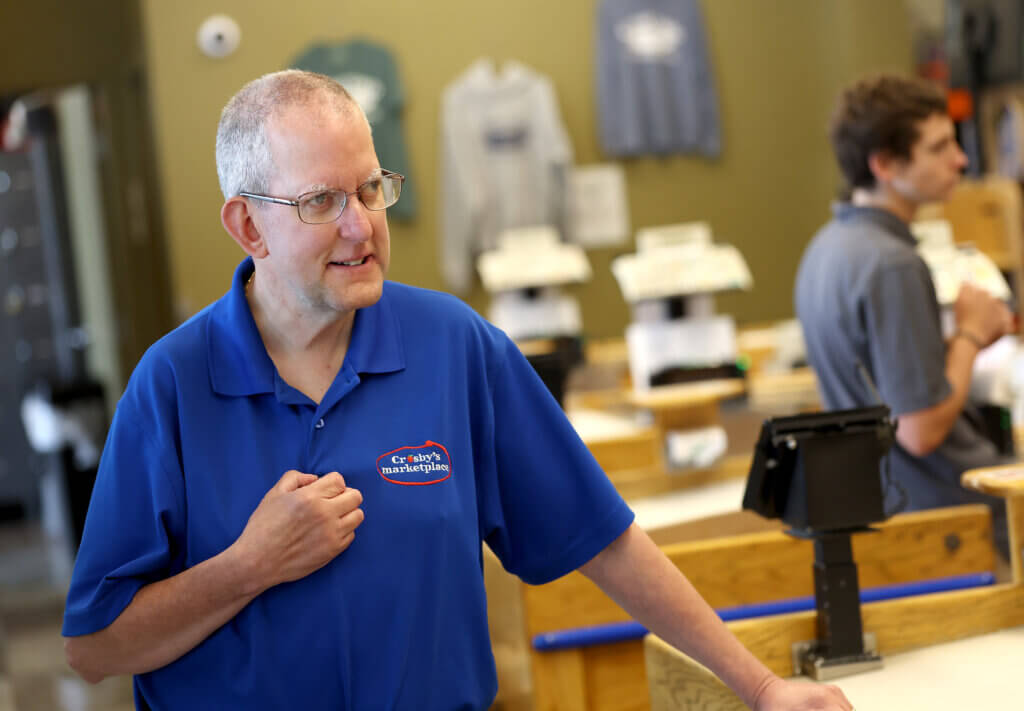 David Inferrera of Acton has worked at Crosby’s Marketplace for 35 years. Ken McGagh/The Acton Bridge
