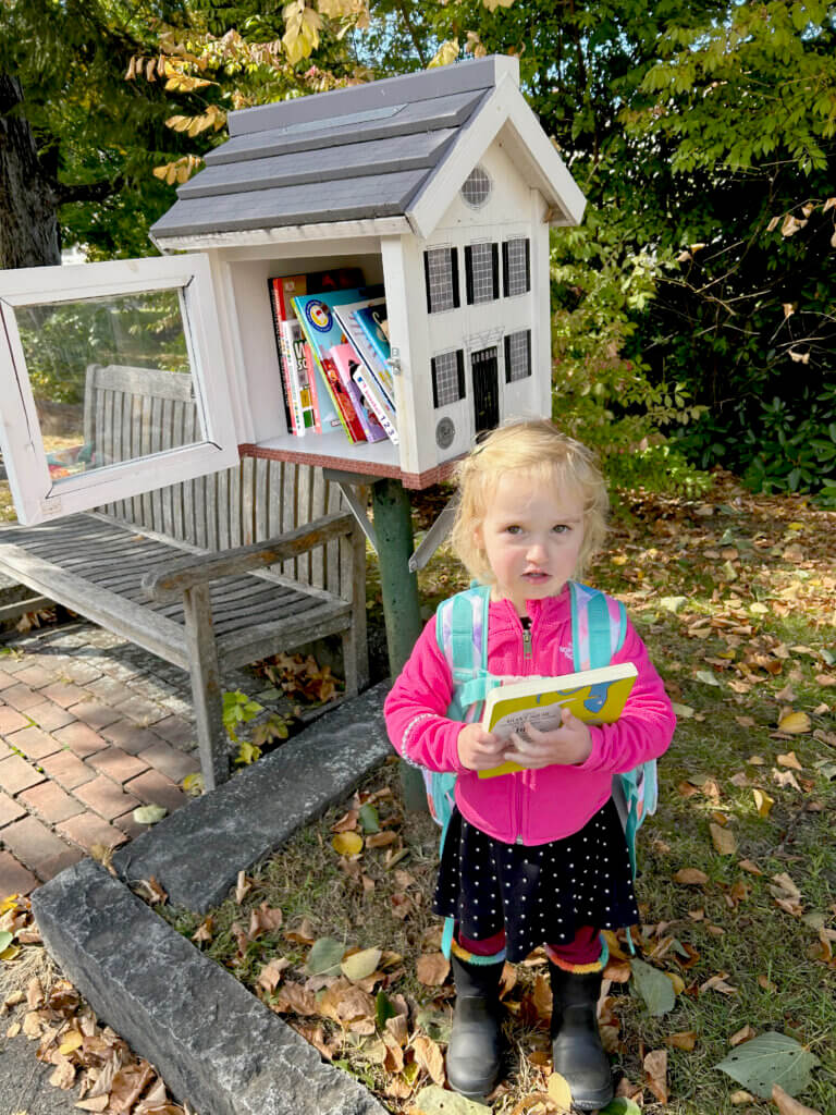 Josie Kennelly, 3, is a regular Little Free Library customer. Courtesy photo