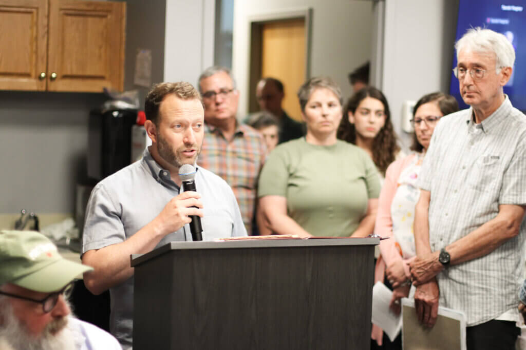 Local parent David Yoken described antisemitic behavior against his son during Monday’s Select Board meeting, including an incident where a classmate delivered the “Heil Hitler” salute on a class trip. Photo: Trace Salzbrenner/The Acton Bridge