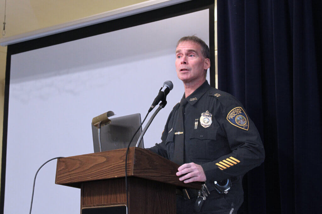 Acton police Capt. Brian Goldman speaks during a March 14 meeting with members of the business community. Photo: Dakota Antelman/The Acton Bridge