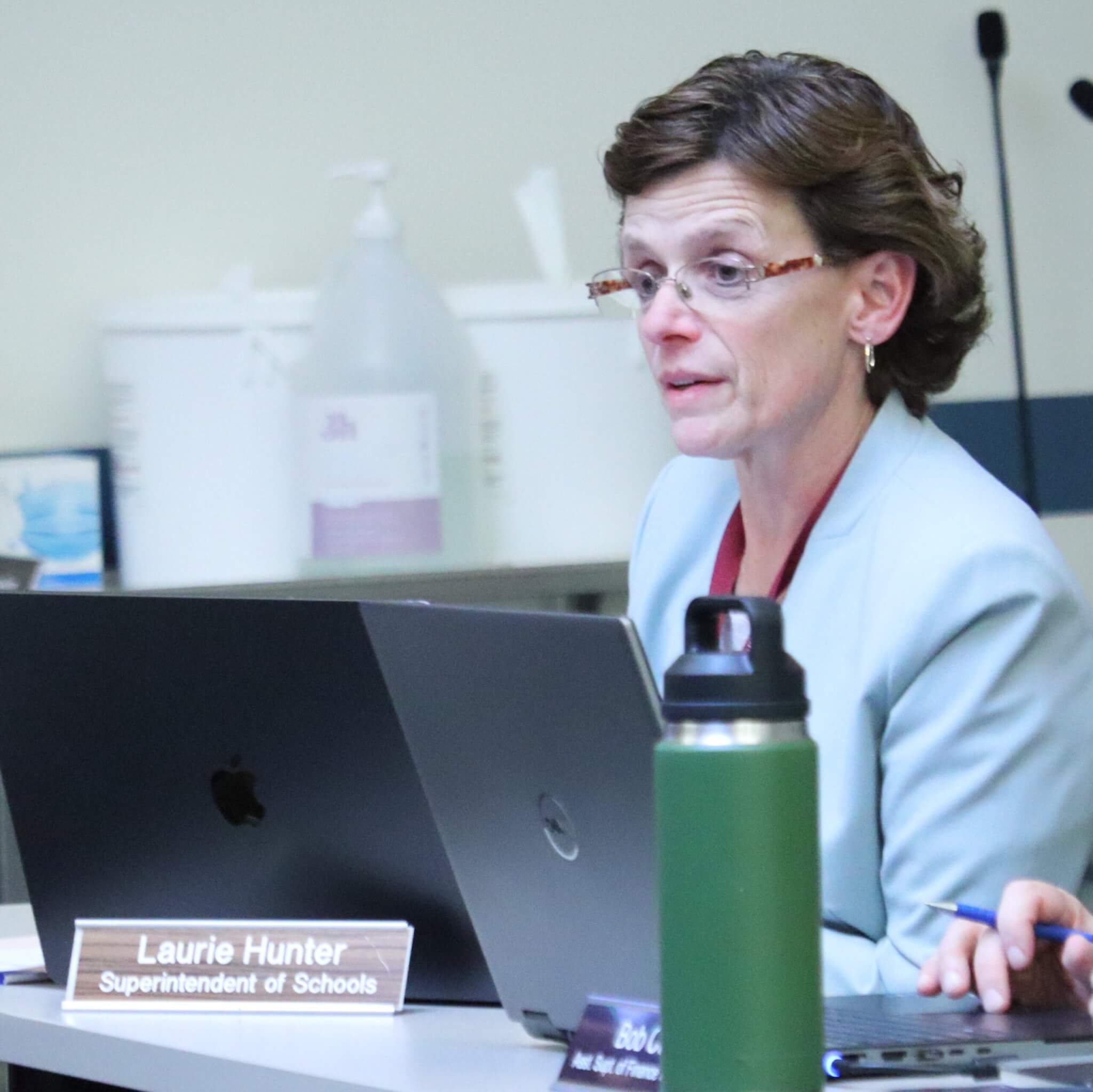 Hunter, pictured during a recent School Committee meeting, said Grace’s alleged actions “crossed the line.” Photo: Trace Salzbrenner/The Acton Bridge
