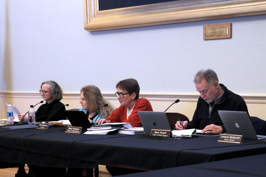 Select Board members listen during a February 10 budget presentation