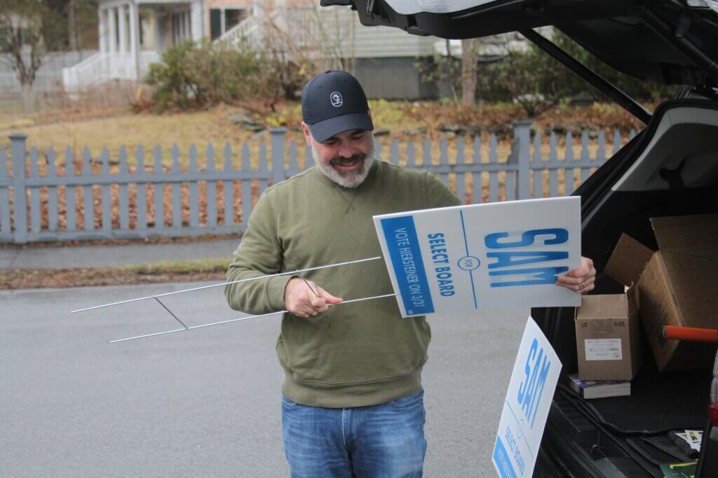 Sam Hiersteiner kept a fundraising lead throughout this year’s Select Board campaign but came in second to Dean Banfield at the ballot box. Photo: Dakota Antelman/The Acton Bridge