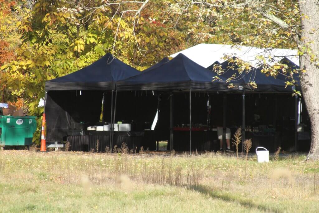 A production “base camp” on the MCI-Acton campus included a catering area for film staffers. Photo: Dakota Antelman/The Acton Bridge