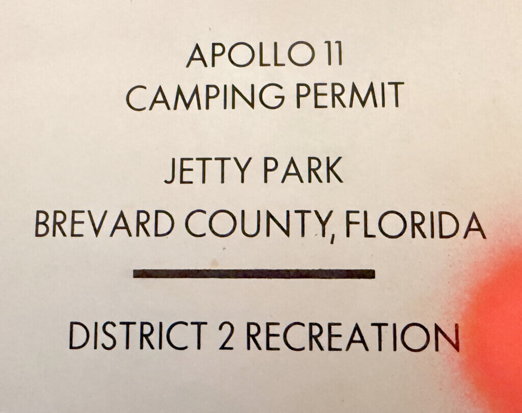 The Roebers’ camping permit from the Apollo 11 launch. Courtesy photo