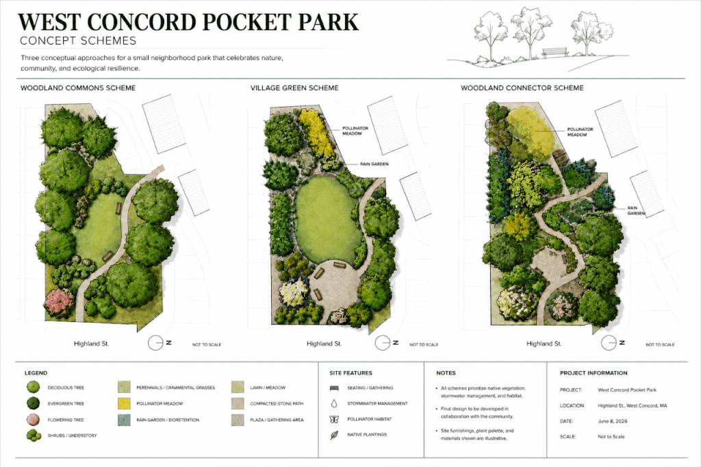 Project illustrations show possible park designs. Courtesy images