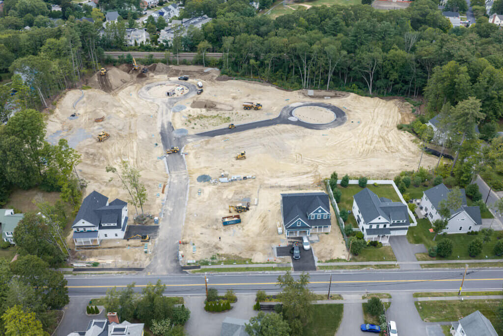 Cul-de-sacs and houses are taking shape within a planned subdivision off Main and Highland Streets. Photo: Carl Calabria/The Acton Bridge