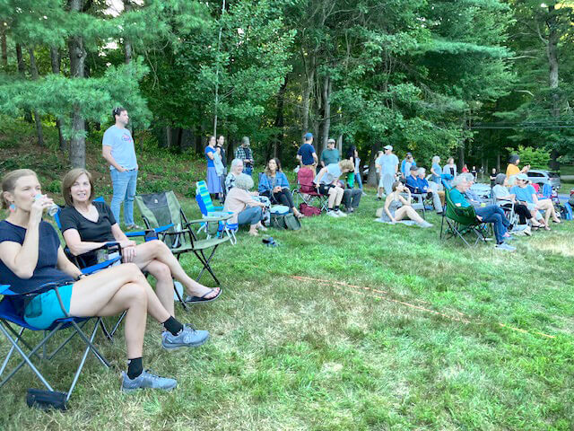 Spectators listen to The Abbey Roadsters at a recent concert on Annursnac Hill Road. Courtesy photo