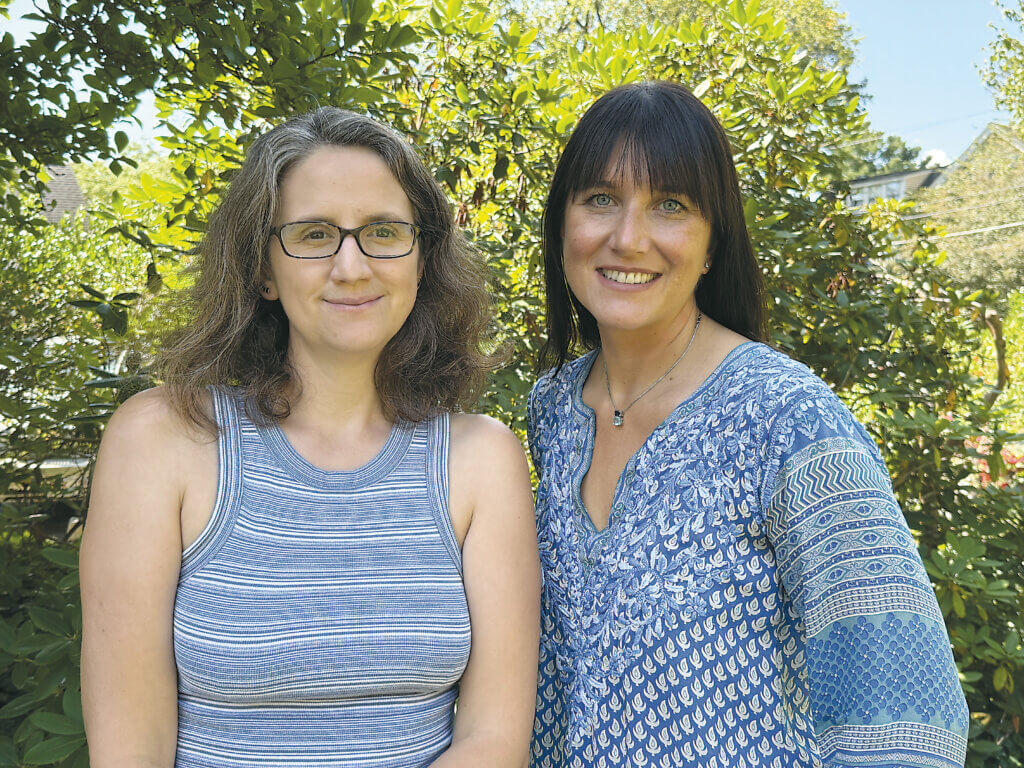 Photographer Serena Crosina, left, and artist Alice Rosa, both from Acton, are showing their “Botanical Perspectives” at the Trinity Gallery. Photo: Laurie O’Neill/The Acton Bridge