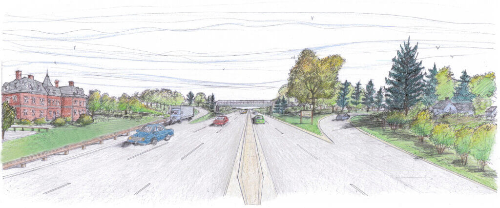 Illustrations in new state presentations appeared in a previous slide deck from 2008 when the state pushed earlier rotary replacement concepts. Image via MassDOT