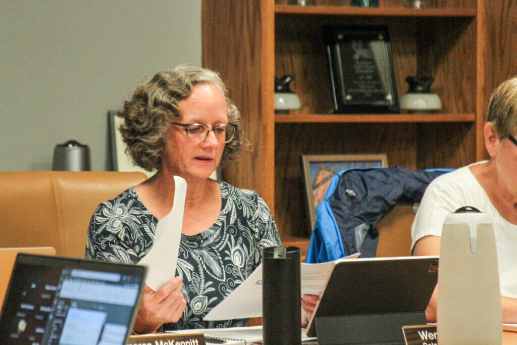 Select Board Chair Wendy Rovelli said the board will collect feedback and draft a letter to MassDOT about rotary concepts for approval this month. Photo: Dakota Antelman/The Acton Bridge