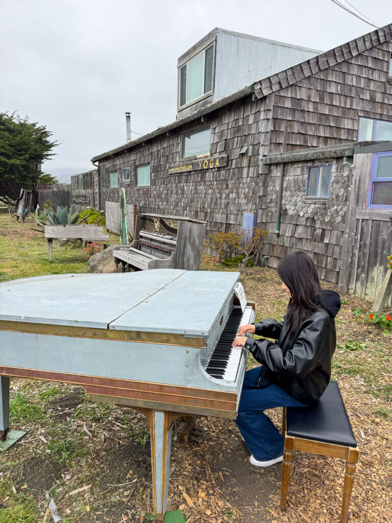 On vacation at Half Moon Bay in California in June 2025, Sarafina’s parents saw an old piano near the coast, and she decided to play on it for fun. Courtesy photo