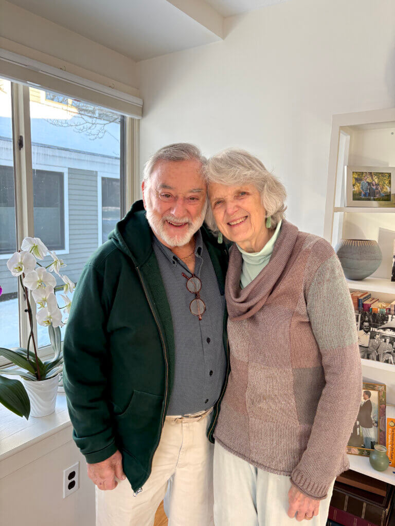 Hugh Fortmiller and Francie Nolde in their Acton home. Photo: Christine M. Quirk/The Acton Bridge