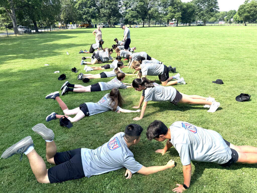 Students participated in physical training each morning at 8:30. Courtesy photo