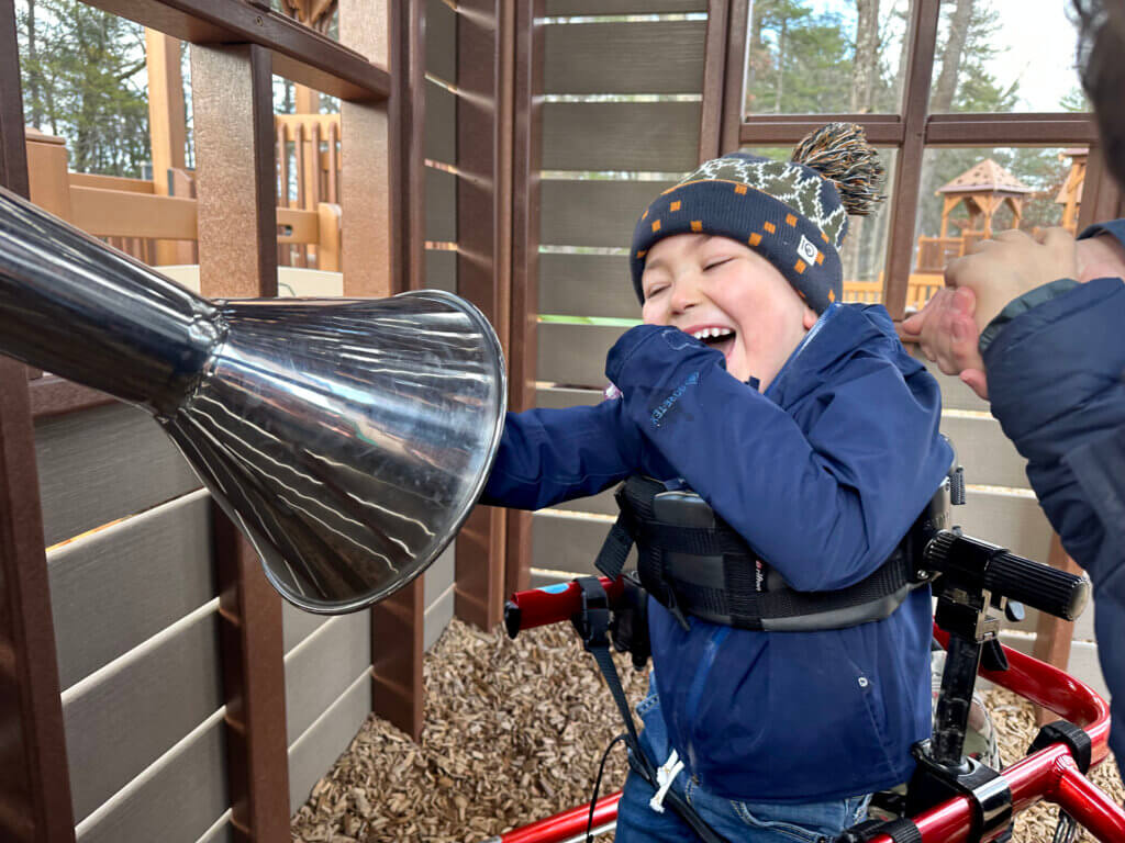 Alden Nicholson at a playground. Photo: Laura Hayes/Acton Bridge
