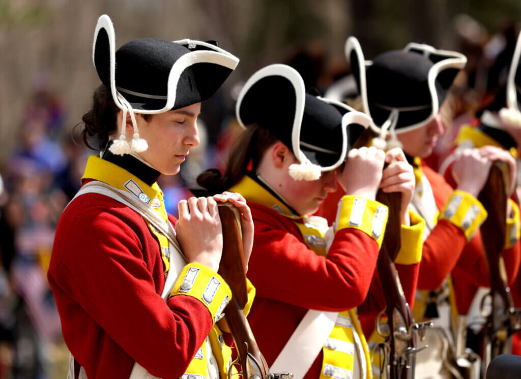 British Regulars observe a moment of silence. 
