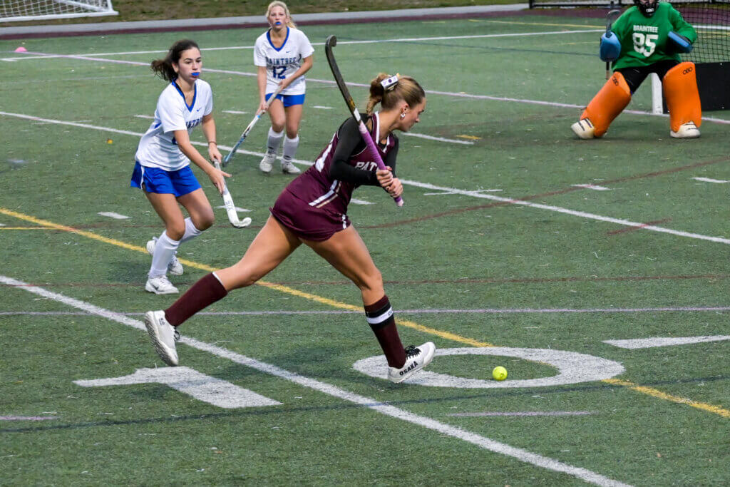 Brynn Chaffee takes aim against Braintree. Photo by David Clancy