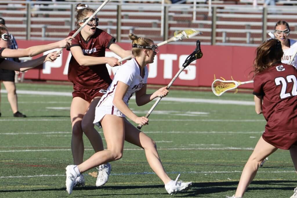 Scarlett Mirak drives toward the Chelmsford goal. Photo by Jason Fortier