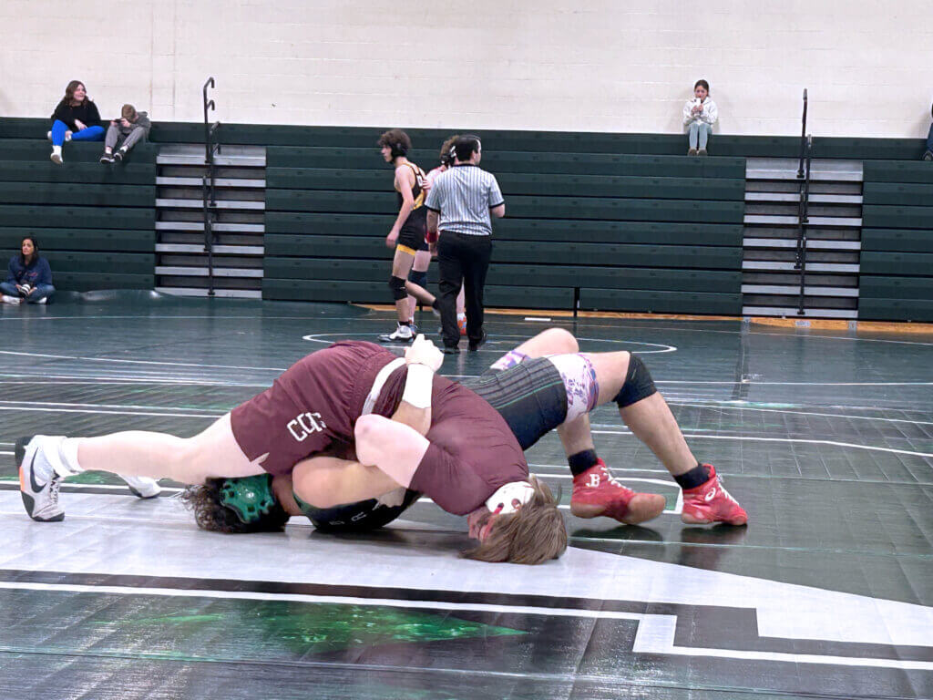 Kian Haeffner settles in for the pin. Photo by Ted Myles