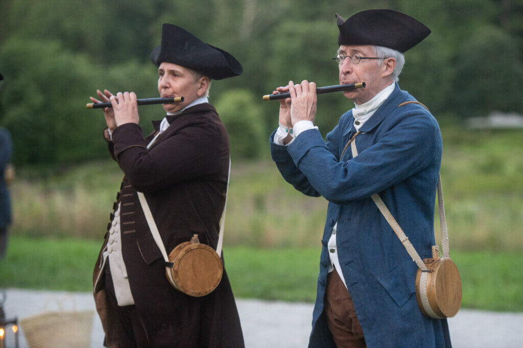 Fife players, Minute Man National Historical Park, cannon firing in honor of the Declaration of Independence. Jon Chase photo