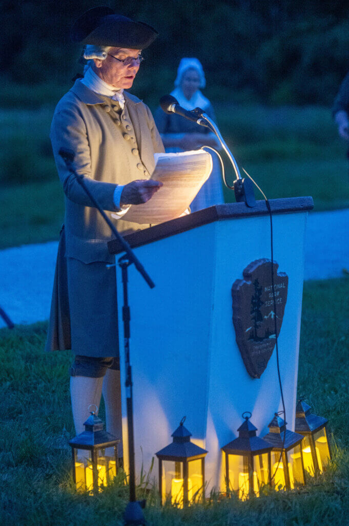 Reading of the Declaration of Independence. Minute Man National Historical Park, cannon firing in honor of the Declaration of Independence. Jon Chase photo
