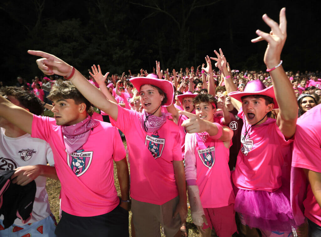 Fans follow the action as the Pats attempt a comeback against Lincoln-Sudbury during the second half of the final game of the 19th annual Lois Wells Memorial Kicks for Cancer tournament.
