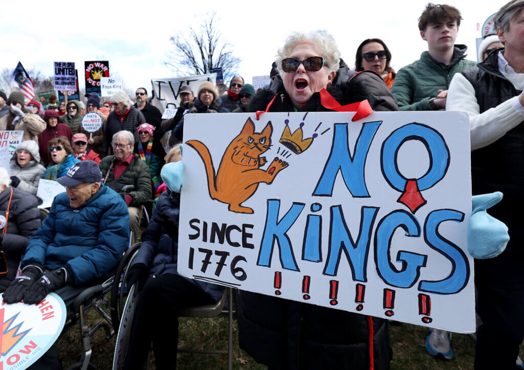 Former state Rep. Cory Atkins was among the demonstrators who flocked to Alcott Elementary School. Photo: Ken McGagh/The Acton Bridge 
