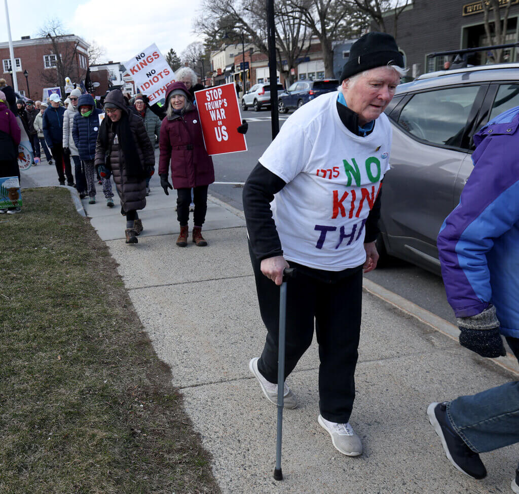 Concordian Hester Brooks, 89, makes her way along the march route. Photo: Ken McGagh/The Acton Bridge 
