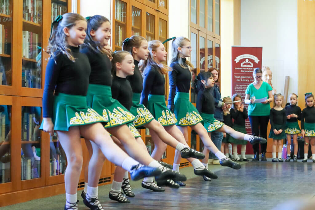 Irish eyes — and all in attendance — were smiling as the Innisfree Massachusetts Irish Dance School performed jigs, reels, and other traditional dances last Saturday at the Acton Free Public Library. Photo: Trace Salzbrenner/The Acton Bridge