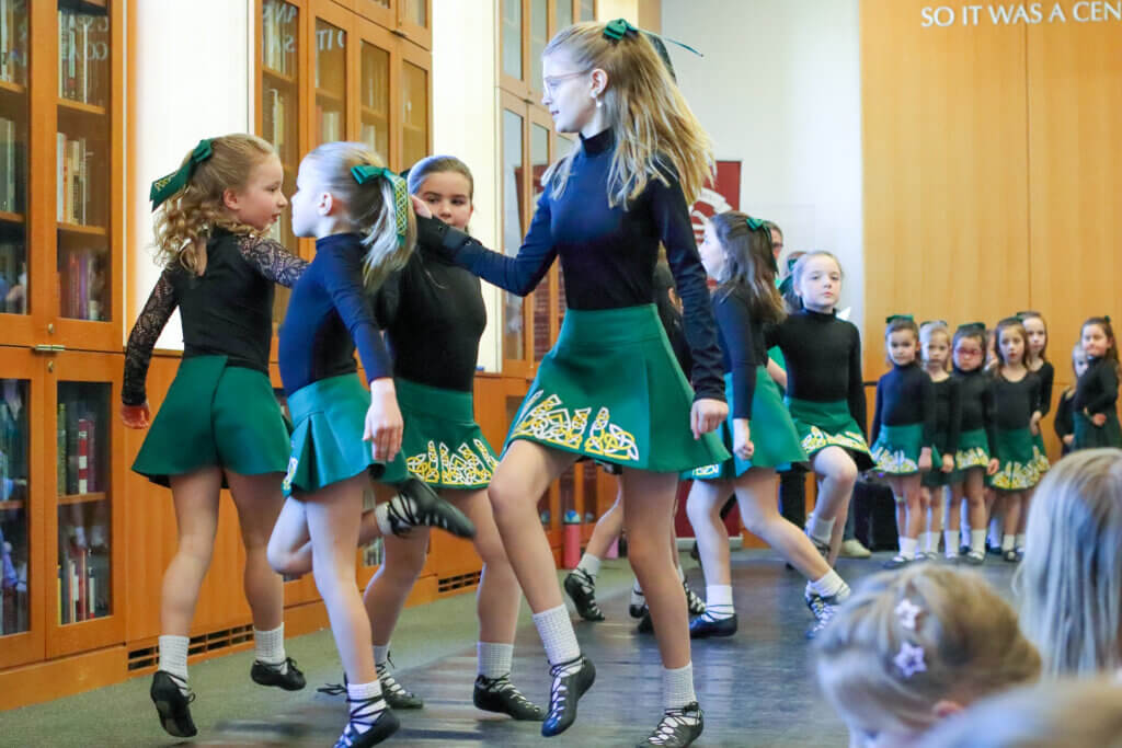 Dancers perform a ceili dance called a four-hand reel. Photo: Trace Salzbrenner/The Acton Bridge