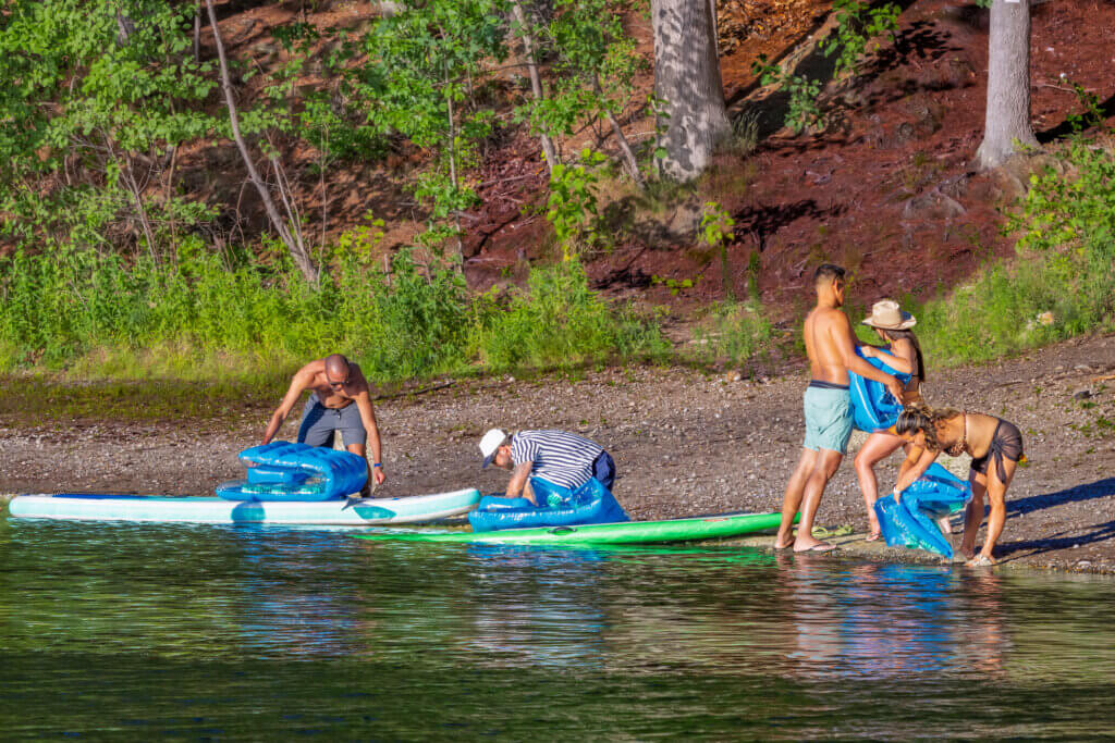 Time for this group to deflate their watercraft. Photo by Jean Fain