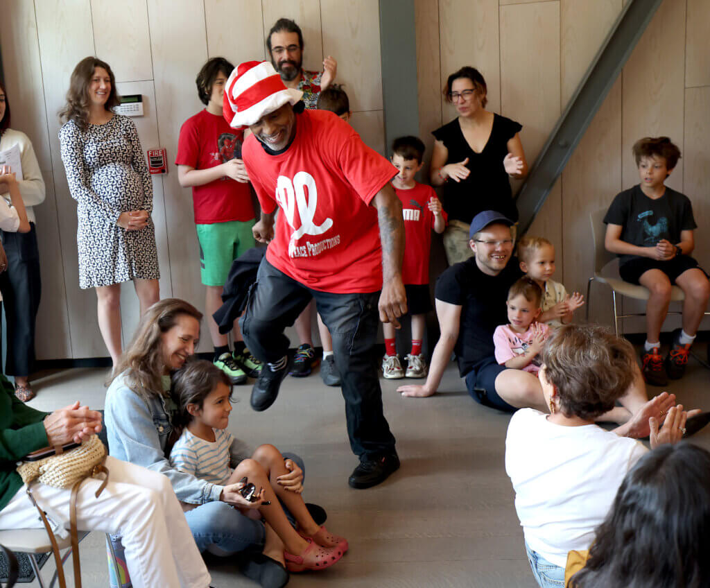 Brandon “Peace” Albright of Illstyle & Peace Productions educates the audience about the history of hip-hop dance. 