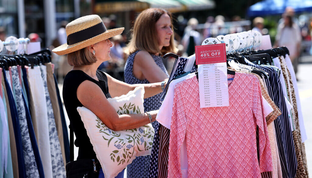 Susan Rutkiewicz of Boston came west to shop for clothes.