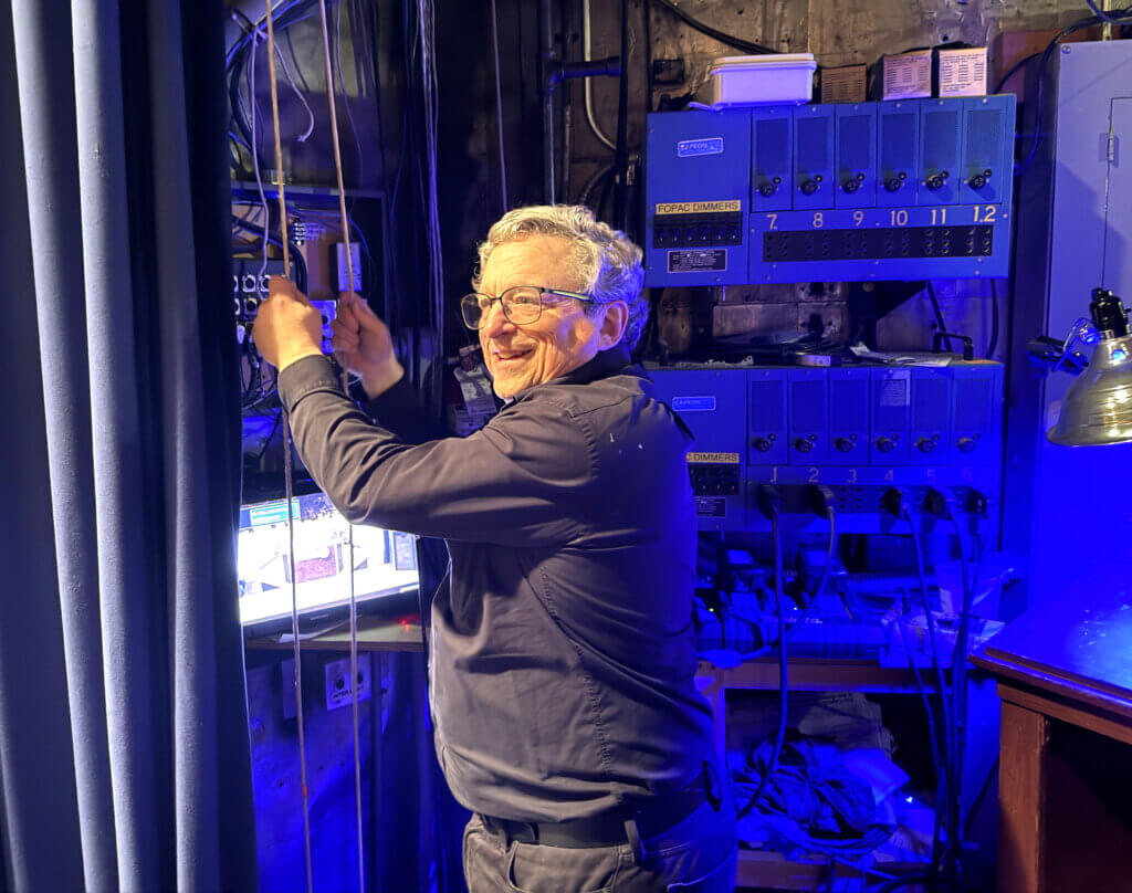 Bill Fisher of Acton is the assistant stage manager for “Songs for a New World.” Photo: Laurie O’Neill/The Acton Bridge