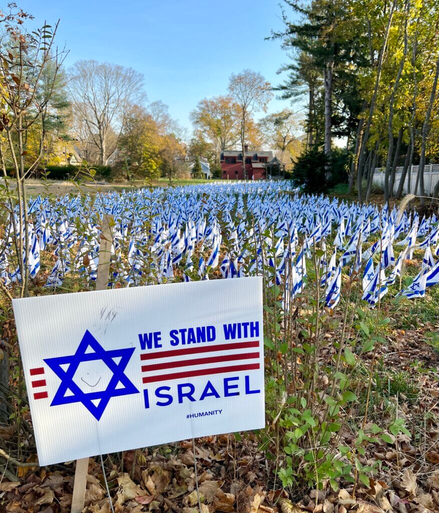 The Schwartz family placed more than flags on a land they own off Sudbury Road in memoriam of the October 7 attack on Israel, which represented the deadliest single day for Jews since the Holocaust. Photo: Celeste Katz Marston/The Acton Bridge