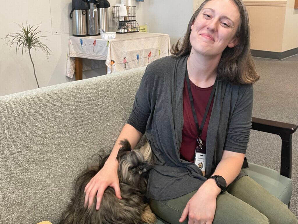 Council on Aging Outreach Coordinator Valerie Bertsch and her shih tzu, Momo. Photo by Aadya Pathak