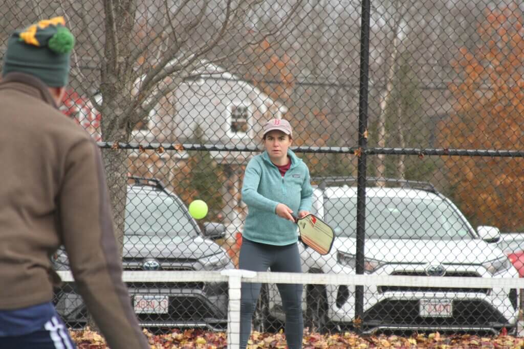 Emily Stark focuses during a pickleball game. Photo: Dakota Antelman/The Acton Bridge