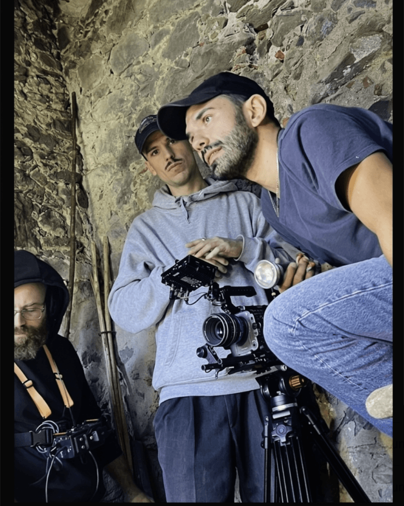 Acton filmmaker Francesco Aram Zenati, right, with colleagues Eros Bianchi, left, and Jens Vantore. Courtesy photo