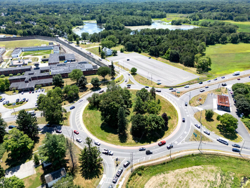 MCI-Acton and the perilous Route 2 rotary. Photo: Carl Calabria/The Acton Bridge