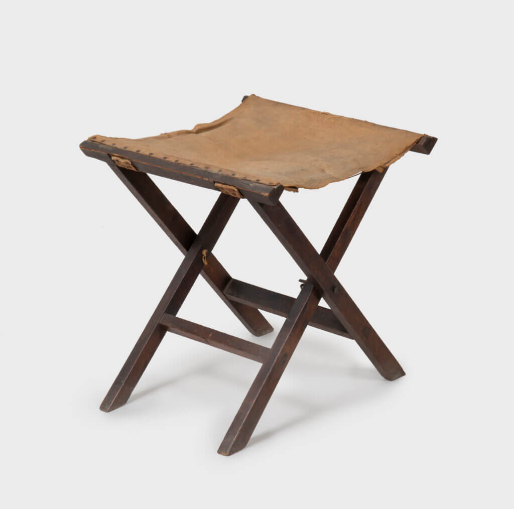 A camp stool made in England around 1765 is a souvenir that an unknown Acton soldier brought back from the Battles of Saratoga. Photo courtesy of the Acton Museum