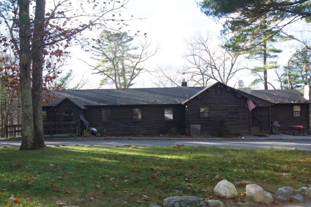 Members built the log cabin-style clubhouse. Photo courtesy of the Acton Rod & Gun Club
