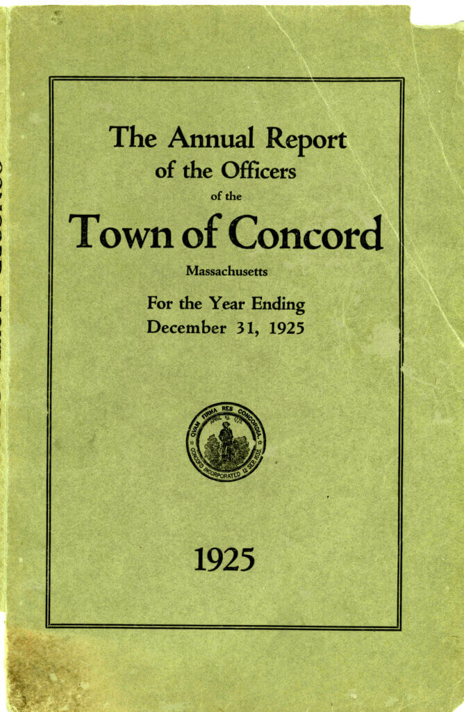 The cover of the 1925 Annual Town Report. Photo courtesy of Town of Acton Archives
