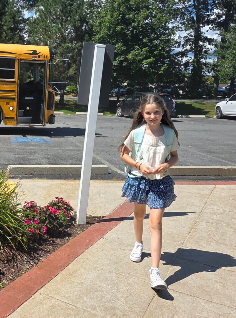 New town, new school: Caroline O’Brien, 10, begins fifth grade at Alcott.