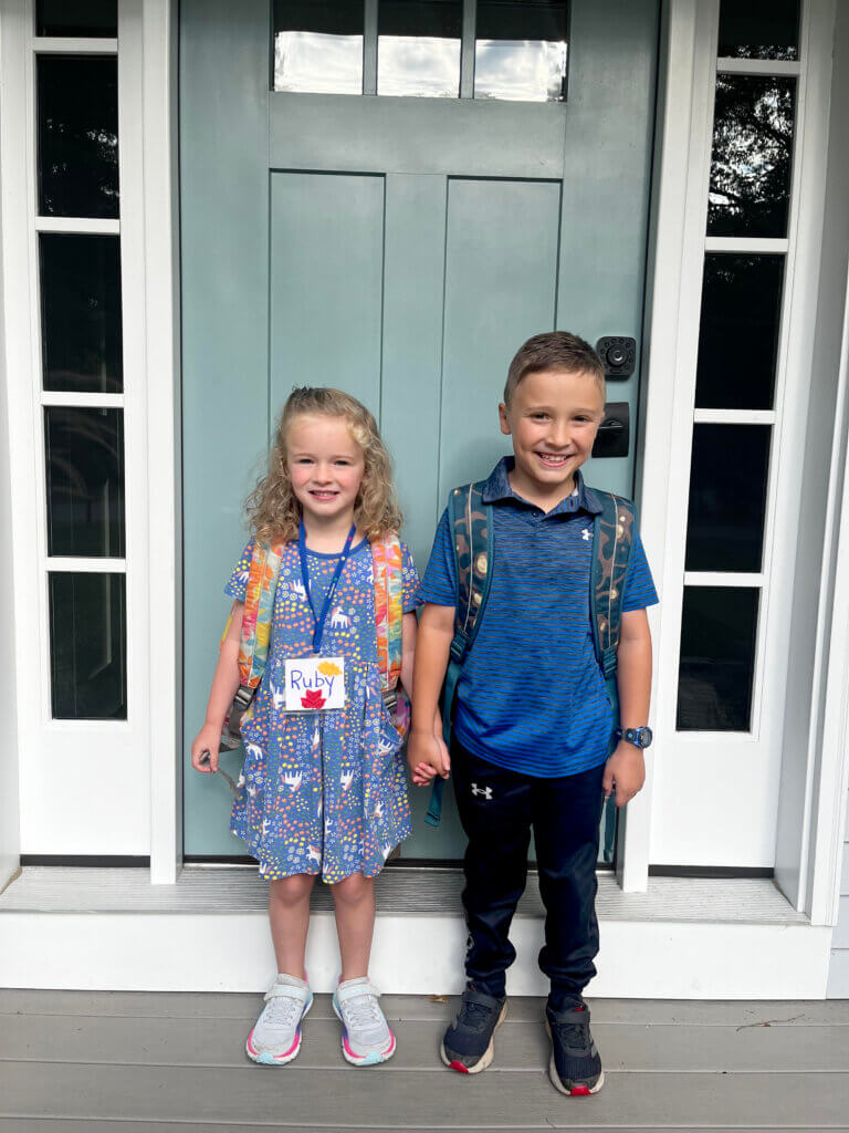 Ruby Palusci, 5, and Jasper Palusci, 8, are starting kindergarten and second grade at Thoreau School.